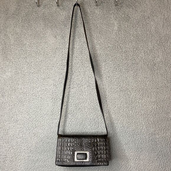 Brighton Handbags - VTG Brighton Black Croc Leather Crossbody Clutch Purse Organizer Wallet Vintages